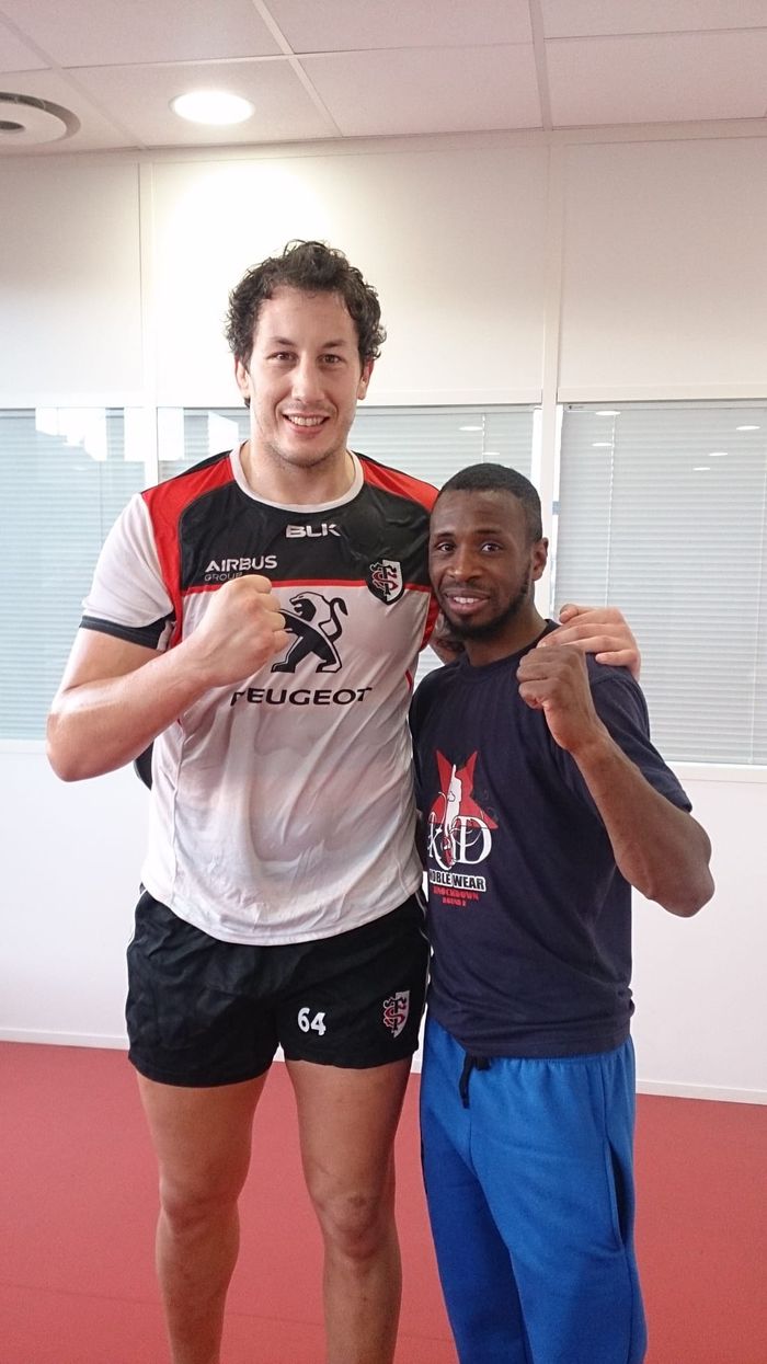 Modibo Diarra et Patricio Albacete en salle d'entraînement